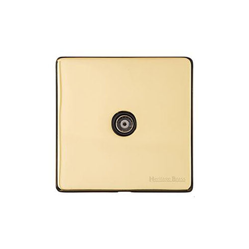Studio Range Polished Brass Switches & Sockets, Y01 - 1 Gang Non-Isolated TV Coaxial Socket by Heritage Brass By M-Marcus