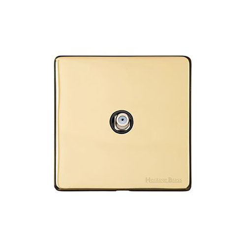 Studio Range Polished Brass Switches & Sockets, Y01 - 1 Gang Satellite Socket by Heritage Brass By M-Marcus