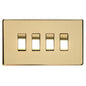 Studio Range Polished Brass Switches & Sockets, Y01 - 4 Gang Rocker Switch by Heritage Brass By M-Marcus