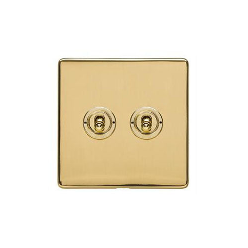 Studio Range Polished Brass Switches & Sockets, Y01 - 2 Gang Toggle Switch by Heritage Brass By M-Marcus