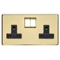 Studio Range Polished Brass Switches & Sockets, Y01 - Double Socket (13 Amp) by Heritage Brass By M-Marcus