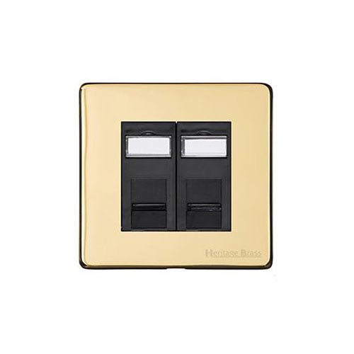 Studio Range Polished Brass Switches & Sockets, Y01 - 2 Gang CAT6 by Heritage Brass By M-Marcus
