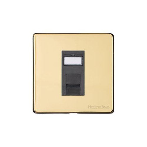 Studio Range Polished Brass Switches & Sockets, Y01 - 1 Gang RJ11 by Heritage Brass By M-Marcus