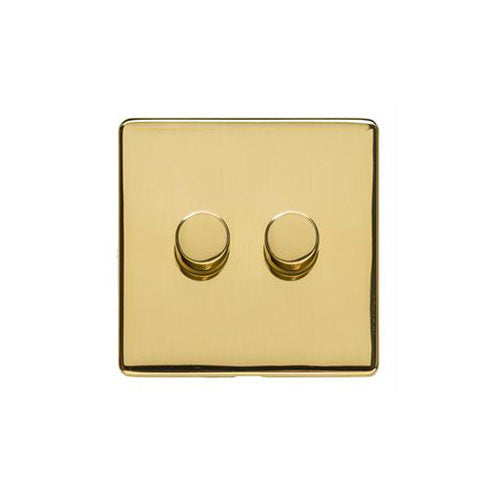 Studio Range Polished Brass Switches & Sockets, Y01 - 2 Gang Dimmer 400 watts (Compatible with halogen/ incandescent bulbs) by Heritage Brass By M-Marcus