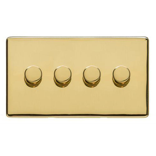 Studio Range Polished Brass Switches & Sockets, Y01 - 4 Gang Dimmer 250 watts (Compatible with halogen/ incandescent bulbs) by Heritage Brass By M-Marcus