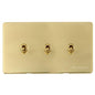 Studio Range Polished Brass Switches & Sockets, Y01 - 3 Gang Stockholm Toggle by Heritage Brass By M-Marcus