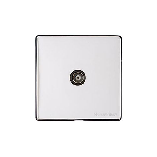 Studio Range Polished Chrome Switches & Sockets, Y02 - 1 Gang Isolated TV Coaxial Socket by Heritage Brass By M-Marcus