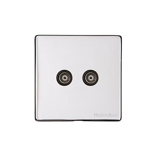 Studio Range Polished Chrome Switches & Sockets, Y02 - TV/FM Diplexed Socket by Heritage Brass By M-Marcus