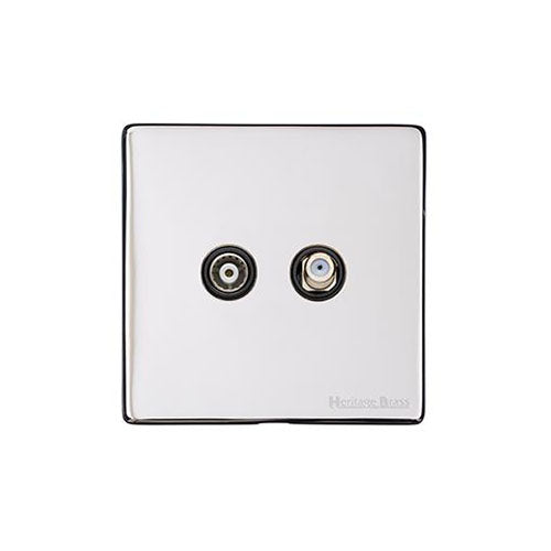 Studio Range Polished Chrome Switches & Sockets, Y02 - TV/Satellite Socket by Heritage Brass By M-Marcus