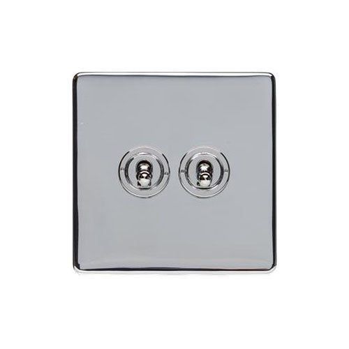 Studio Range Polished Chrome Switches & Sockets, Y02 - 2 Gang Toggle Switch by Heritage Brass By M-Marcus