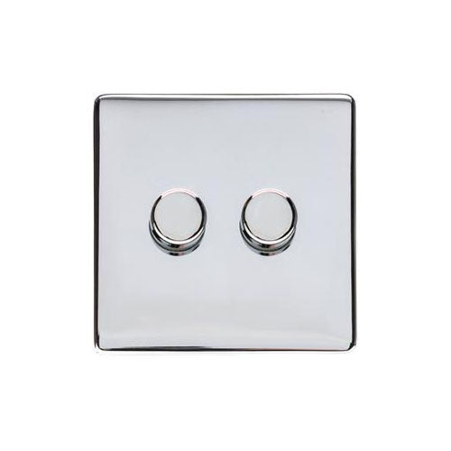 Studio Range Polished Chrome Switches & Sockets, Y02 - 2 Gang Dimmer 400 watts (Compatible with halogen/ incandescent bulbs) by Heritage Brass By M-Marcus