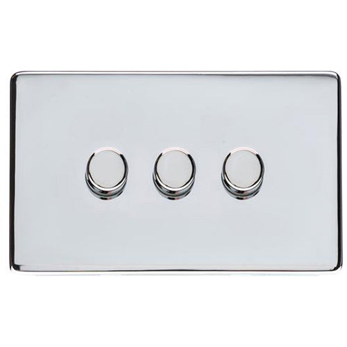 Studio Range Polished Chrome Switches & Sockets, Y02 - 3 Gang Dimmer 250 watts (Compatible with halogen/ incandescent bulbs) by Heritage Brass By M-Marcus