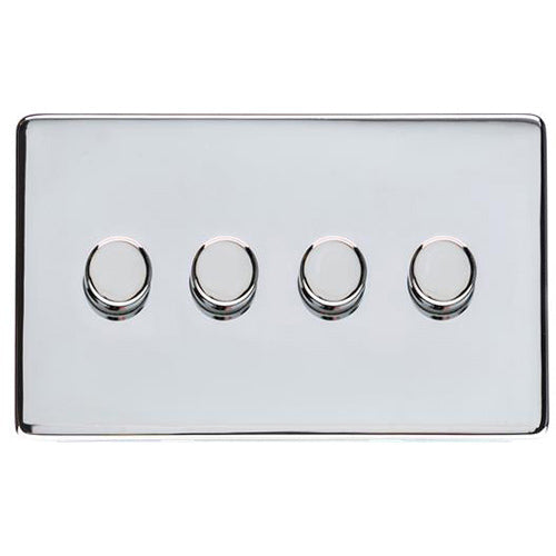 Studio Range Polished Chrome Switches & Sockets, Y02 - 4 Gang Dimmer 250 watts (Compatible with halogen/ incandescent bulbs) by Heritage Brass By M-Marcus