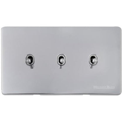 Studio Range Polished Chrome Switches & Sockets, Y02 - 3 Gang Stockholm Toggle by Heritage Brass By M-Marcus