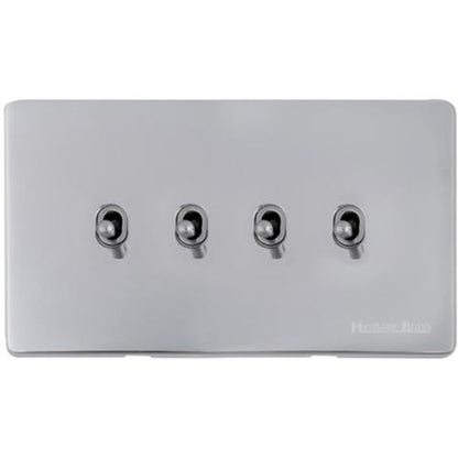 Studio Range Polished Chrome Switches & Sockets, Y02 - 4 Gang Stockholm Toggle by Heritage Brass By M-Marcus
