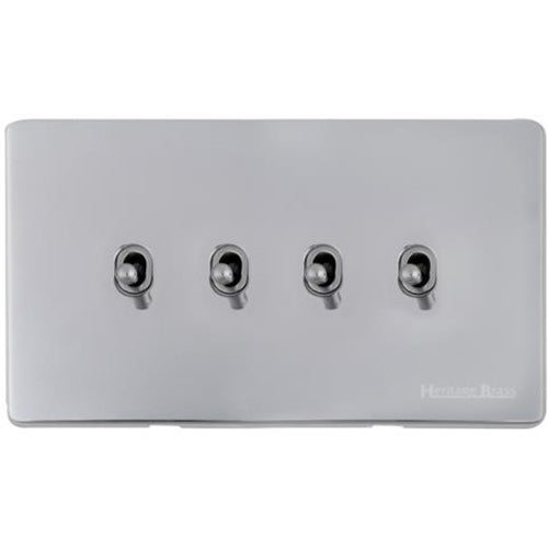 Studio Range Polished Chrome Switches & Sockets, Y02 - 4 Gang Stockholm Toggle by Heritage Brass By M-Marcus