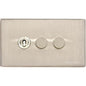 Studio Range Satin Nickel Switches & Sockets, Y05 - 3G Mixed Toggle Dimmer Switch 1xToggle 2xTED by Heritage Brass By M-Marcus