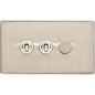 Studio Range Satin Nickel Switches & Sockets, Y05 - 3G Mixed Toggle Dimmer Switch 2xToggle 1xTED by Heritage Brass By M-Marcus