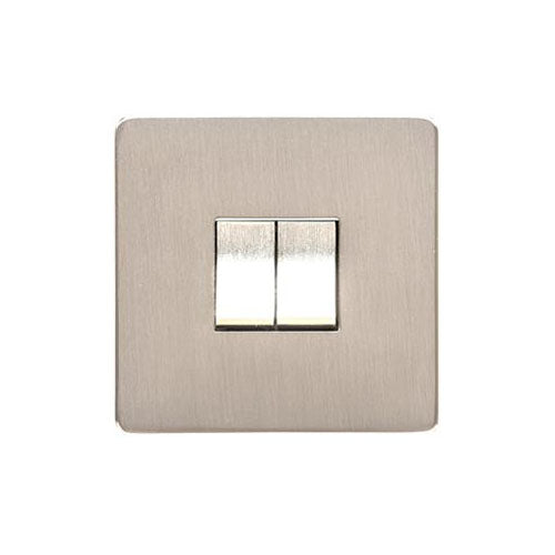 Studio Range Satin Nickel Switches & Sockets, Y05 - 2 Gang Rocker Switch by Heritage Brass By M-Marcus