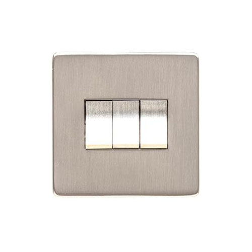 Studio Range Satin Nickel Switches & Sockets, Y05 - 3 Gang Rocker Switch by Heritage Brass By M-Marcus