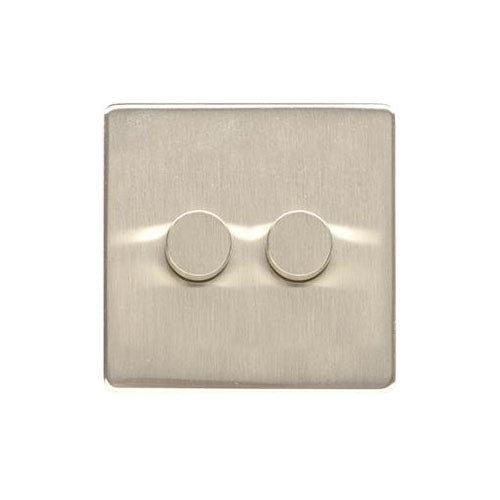 Studio Range Satin Nickel Switches & Sockets, Y05 - 2 Gang Dimmer 250 watts (Compatible with halogen/ incandescent bulbs) by Heritage Brass By M-Marcus