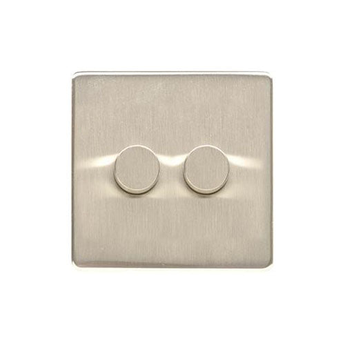 Studio Range Satin Nickel Switches & Sockets, Y05 - 2 Gang TED Dimmer (Compatible with LED Lamps) by Heritage Brass By M-Marcus