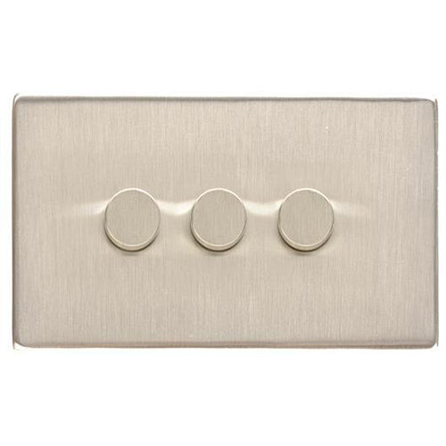 Studio Range Satin Nickel Switches & Sockets, Y05 - 3 Gang TED Dimmer (Compatible with LED Lamps) by Heritage Brass By M-Marcus