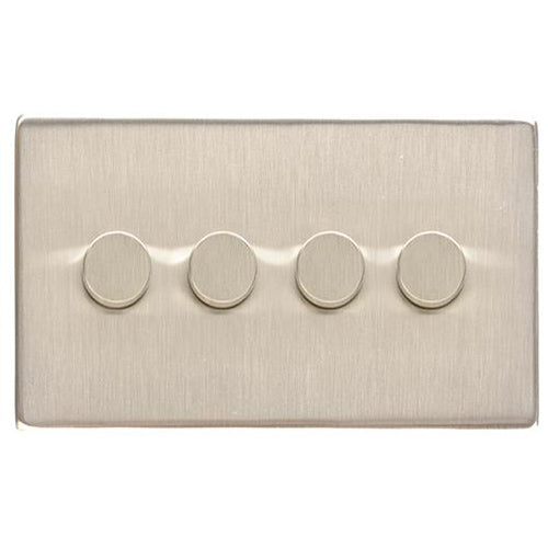 Studio Range Satin Nickel Switches & Sockets, Y05 - 4 Gang Dimmer 250 watts (Compatible with halogen/ incandescent bulbs) by Heritage Brass By M-Marcus