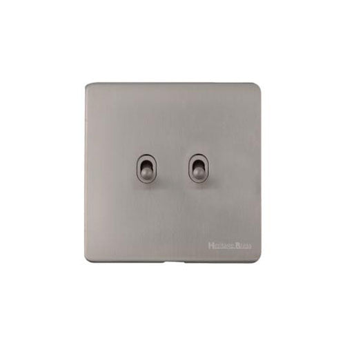 Studio Range Satin Nickel Switches & Sockets, Y05 - 2 Gang Stockholm Toggle by Heritage Brass By M-Marcus