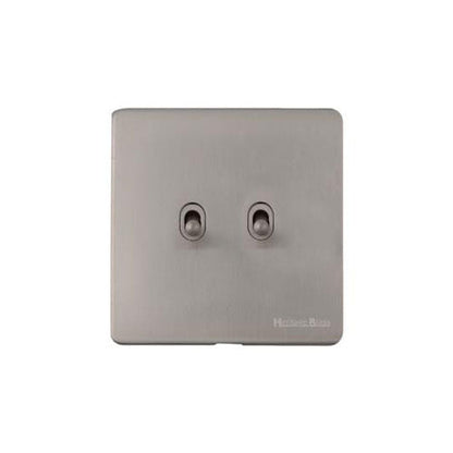 Studio Range Satin Nickel Switches & Sockets, Y05 - 2 Gang Stockholm Toggle by Heritage Brass By M-Marcus