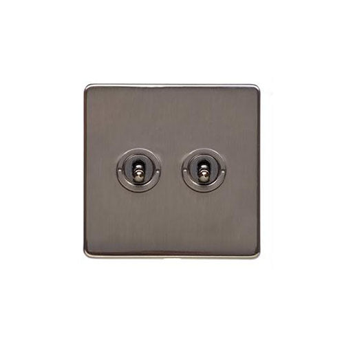 Studio Range Polished Bronze Switches & Sockets, Y07 - 2 Gang Toggle Switch by Heritage Brass By M-Marcus