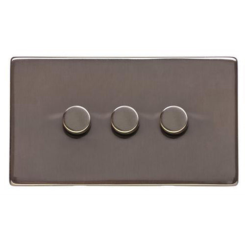 Studio Range Polished Bronze Switches & Sockets, Y07 - 3 Gang Dimmer 250 watts (Compatible with halogen/ incandescent bulbs) by Heritage Brass By M-Marcus