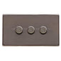 Studio Range Polished Bronze Switches & Sockets, Y07 - 3 Gang Dimmer 400 watts (Compatible with halogen/ incandescent bulbs) by Heritage Brass By M-Marcus