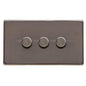 Studio Range Polished Bronze Switches & Sockets, Y07 - 3 Gang TED Dimmer (Compatible with LED Lamps) by Heritage Brass By M-Marcus