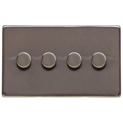Studio Range Polished Bronze Switches & Sockets, Y07 - 4 Gang TED Dimmer (Compatible with LED Lamps) by Heritage Brass By M-Marcus