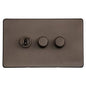 Studio Range Matt Bronze Switches & Sockets, Y09 - 3G Mixed Toggle Dimmer Switch 1xToggle 2xTED by Heritage Brass By M-Marcus