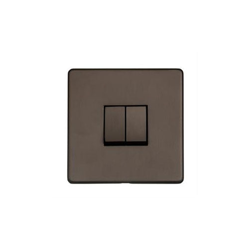 Studio Range Matt Bronze Switches & Sockets, Y09 - 2 Gang Rocker Switch by Heritage Brass By M-Marcus