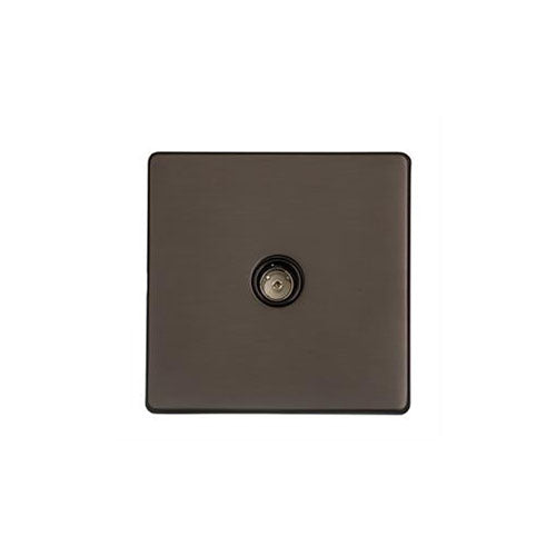 Studio Range Matt Bronze Switches & Sockets, Y09 - 1 Gang Non-Isolated TV Coaxial Socket by Heritage Brass By M-Marcus