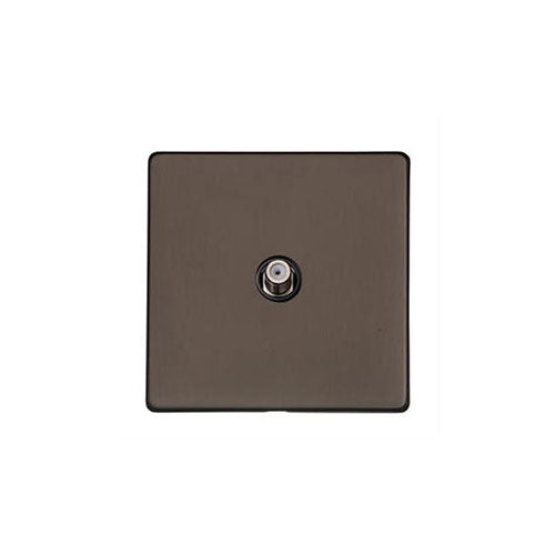 Studio Range Matt Bronze Switches & Sockets, Y09 - 1 Gang Satellite Socket by Heritage Brass By M-Marcus