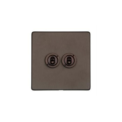 Studio Range Matt Bronze Switches & Sockets, Y09 - 2 Gang Toggle Switch by Heritage Brass By M-Marcus