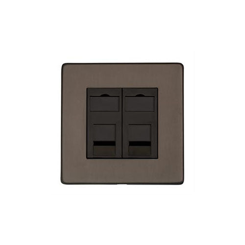 Studio Range Matt Bronze Switches & Sockets, Y09 - 2 Gang CAT6 by Heritage Brass By M-Marcus