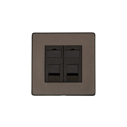 Studio Range Matt Bronze Switches & Sockets, Y09 - 2 Gang CAT6 by Heritage Brass By M-Marcus
