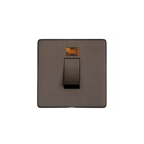 Studio Range Matt Bronze Switches & Sockets, Y09 - 45A DP Cooker Switch with Neon (single plate) by Heritage Brass By M-Marcus