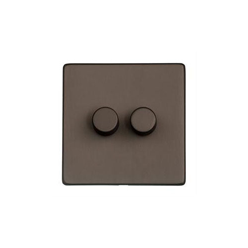 Studio Range Matt Bronze Switches & Sockets, Y09 - 2 Gang Dimmer 400 watts (Compatible with halogen/ incandescent bulbs) by Heritage Brass By M-Marcus