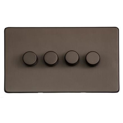 Studio Range Matt Bronze Switches & Sockets, Y09 - 4 Gang Dimmer 250 watts (Compatible with halogen/ incandescent bulbs) by Heritage Brass By M-Marcus