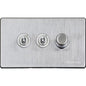Studio Range Satin Chrome Switches & Sockets, Y33 - 3G Mixed Toggle Dimmer Switch 2xToggle 1xTED by Heritage Brass By M-Marcus