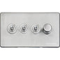 Studio Range Satin Chrome Switches & Sockets, Y33 - 4G Mixed Toggle Dimmer Switch 3xToggle 1xTED by Heritage Brass By M-Marcus