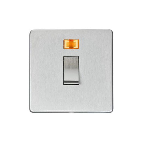 Studio Range Satin Chrome Switches & Sockets, Y33 - 20A Double Pole Switch with Neon by Heritage Brass By M-Marcus