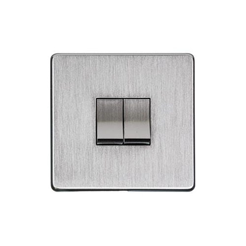 Studio Range Satin Chrome Switches & Sockets, Y33 - 2 Gang Rocker Switch by Heritage Brass By M-Marcus