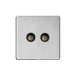 Studio Range Satin Chrome Switches & Sockets, Y33 - 2 Gang TV Coaxial Socket by Heritage Brass By M-Marcus